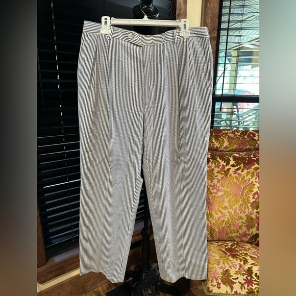 EUC BERLE PLISSES STRIPED TROUSERS  BLUE AND WHITE - Picture 1 of 5
